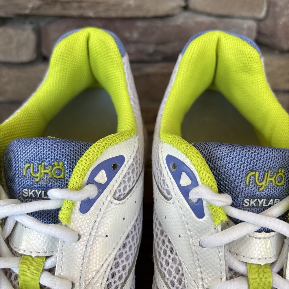 Ryka Women's Skylar  Stride Walking White W/ Blue Lime Accent Sneaker 8.5 Mesh - Picture 5 of 12